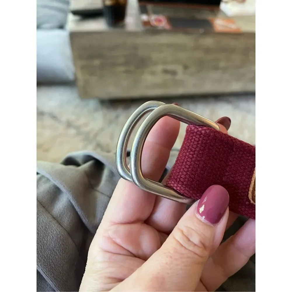Vintage Polo Ralph Lauren Burgundy Canvas US Made Belt sz L EUC